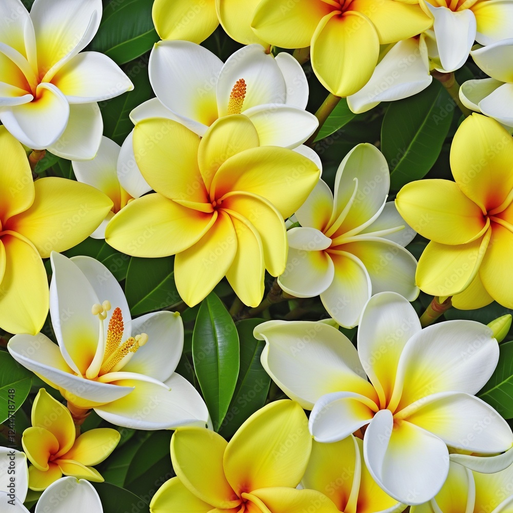 Fototapeta premium Exotic Plumeria Arrangement: A Tropical Floral Delight