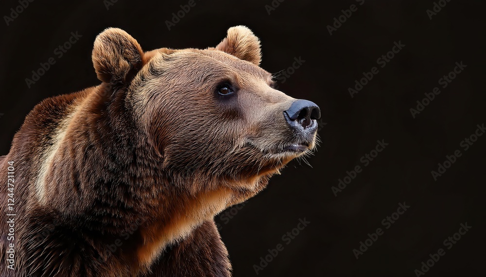 Artistic Brown Bear Portrait Against a Black Background Created with Generative AI, Showcasing the Powerful Majesty of the Wild Artistic Brown Bear Portrait Against a Black Background Created with Generative AI, Showcasing the Powerful Majesty of the Wild