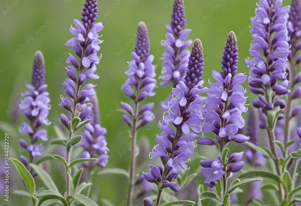 Obraz premium Vibrant Purple Salvia Blooms in a Sunny Summer Meadow