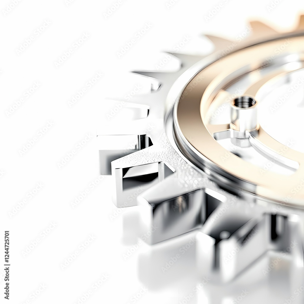 Chrome and Gold Gears Interlocking Mechanism Closeup Chrome and Gold Gears Interlocking Mechanism Closeup