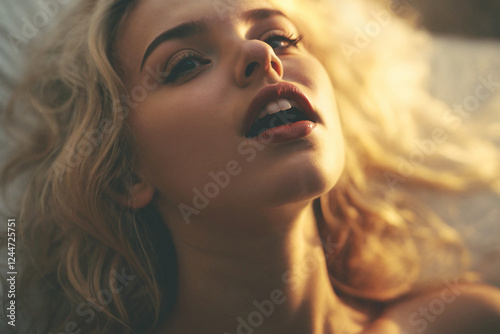 woman is in bed and has str...