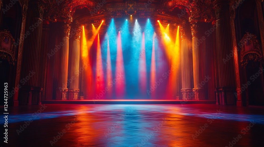 Fototapeta premium Majestic theater stage with dramatic lighting design wallpaper images