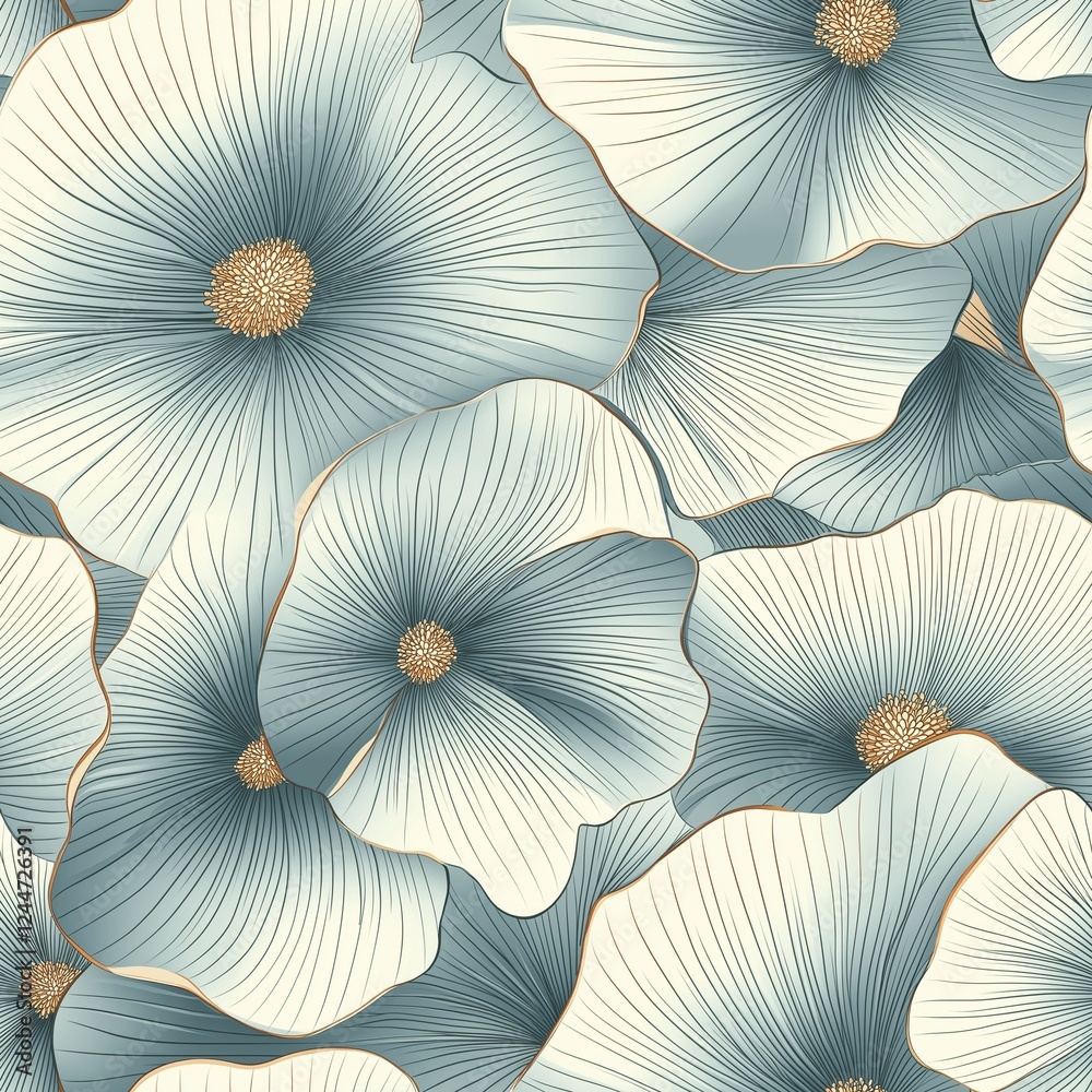 Obraz premium Elegant seamless floral pattern. Wavy vector abstract background. Stylish modern monochrome linear texture.