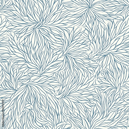 Elegant seamless floral pattern. Wavy vector abstract background. Stylish modern monochrome linear texture.