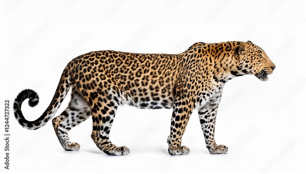 Majestic Leopard in Regal Pose Against a Blank Canvas Striking Portrait of Panthera pardus in High Contrast Setting Majestic Leopard in Regal Pose Against a Blank Canvas Striking Portrait of Panthera pardus in High Contrast Setting