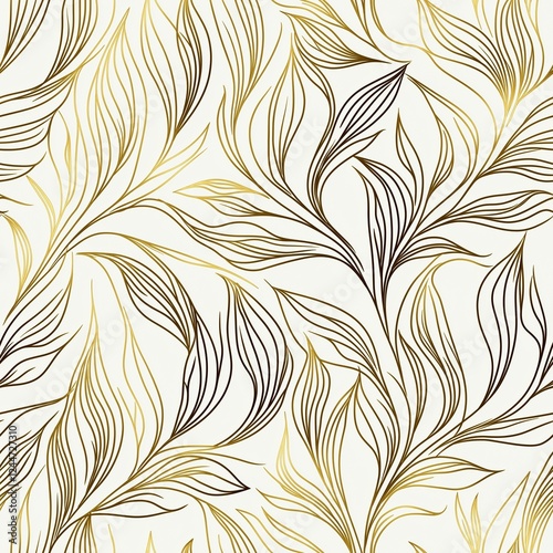 Elegant seamless floral pattern. Wavy vector abstract background. Stylish modern monochrome linear texture.