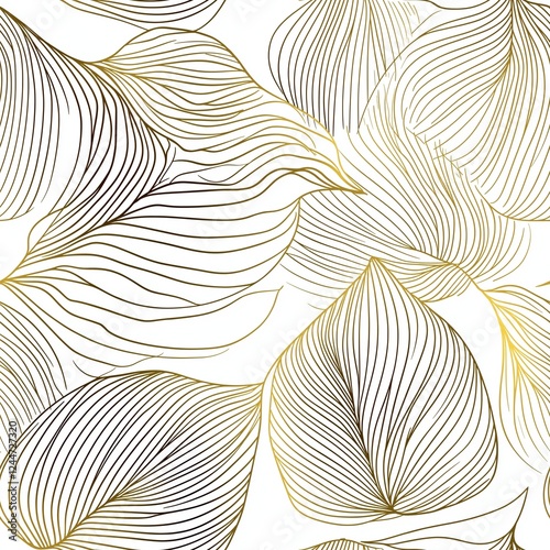 Elegant seamless floral pattern. Wavy vector abstract background. Stylish modern monochrome linear texture.
