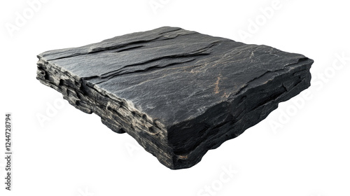Rough stone slab with a rectangular shape and natural textured surface. isolated on transparent background