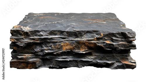 Stone rock slate with a rough, uneven texture. isolated on transparent background