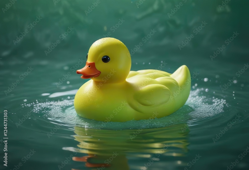 Soft green foam surrounding a rubber duck as it floats gently in the water, soft and calming, playful scene, soothing Soft green foam surrounding a rubber duck as it floats gently in the water, soft and calming, playful scene, soothing