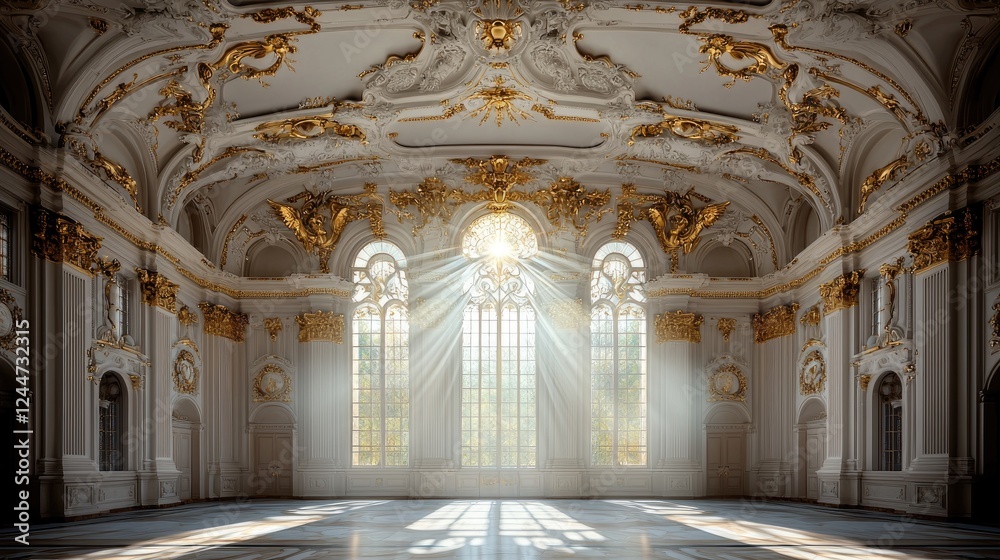 Fototapeta premium Sunlit Baroque Ballroom Interior Design