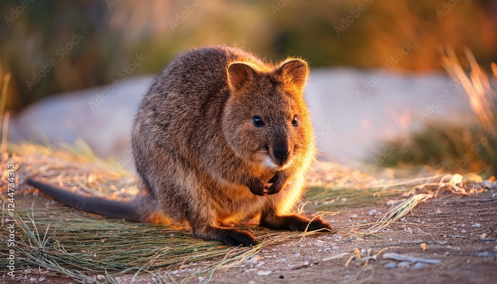 Endearing Closeup of a Quokka Setonix brachyurus Small Marsupial Similar to Kangaroos and Wallabies, Sized Like a Domestic Cat A Captivating Portrait of Australias Unique Wildlife Endearing Closeup of a Quokka Setonix brachyurus Small Marsupial Similar to Kangaroos and Wallabies, Sized Like a Domestic Cat A Captivating Portrait of Australias Unique Wildlife
