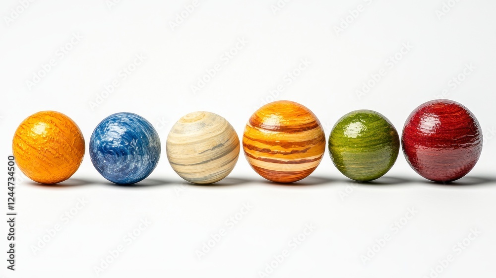 Six Colorful Patterned Spheres On White Background Six Colorful Patterned Spheres On White Background
