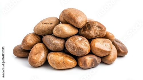 Wallpaper Mural Smooth Brown and Speckled Stones Pile on White Background Torontodigital.ca