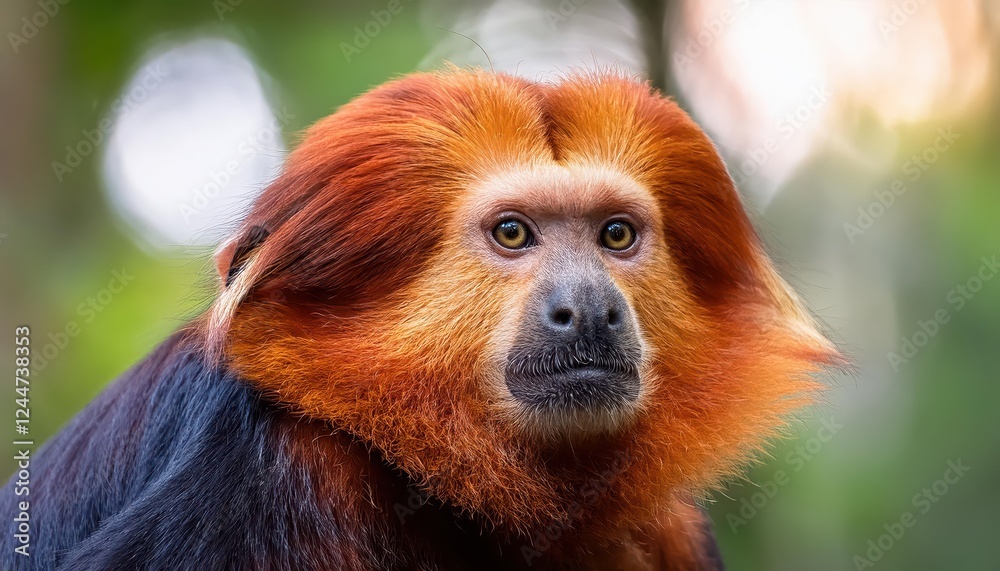 Vivid RedHeaded Uakari Monkey Cacajao calvus rubicundus in Amazon Rainforest, Amazon State, Displaying Unmistakable Characteristics of British Monkey, Photographed at Dusk on January, Vivid RedHeaded Uakari Monkey Cacajao calvus rubicundus in Amazon Rainforest, Amazon State, Displaying Unmistakable Characteristics of British Monkey, Photographed at Dusk on January,