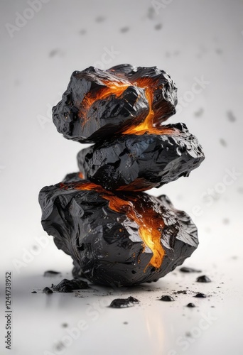 Shuddha Shilajit isolated on white background with light effects, mineral supplement, shilajit