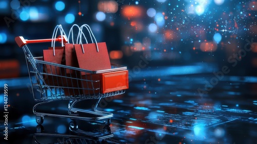 Enhancing e-commerce with digital marketing shopping cart concept