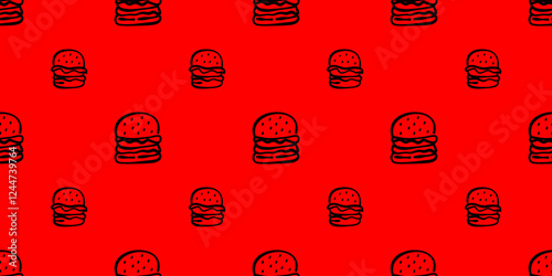 doodle burger pattern background. doodle fast food burger seamless pattern background. seamless pattern of burger in doodle style. Seamless Pattern of a Cheese Burger or Hamburger. hamburger pattern.