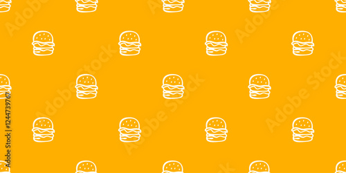 doodle burger pattern background. doodle fast food burger seamless pattern background. seamless pattern of burger in doodle style. Seamless Pattern of a Cheese Burger or Hamburger. hamburger pattern.