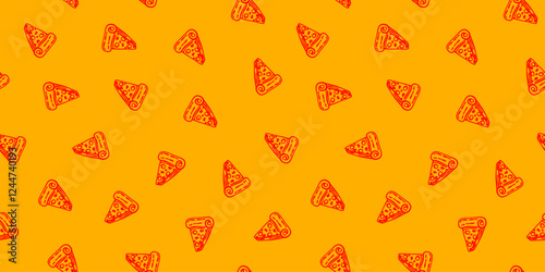 doodle pizza pattern background. Seamless Pattern pizza doodle style. pizza hand draw pattern background. pizza pattern for packaging.