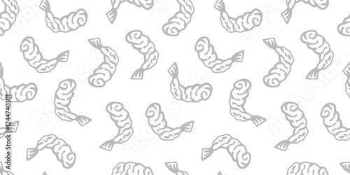 fried shrimp pattern. tempura fried shrimp seamless pattern. crispy shrimp tempura pattern background. Shrimp Pattern Background.