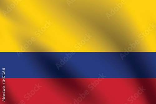 Colombia flag official colors and proportion digital vector illustration. Pleated flag.