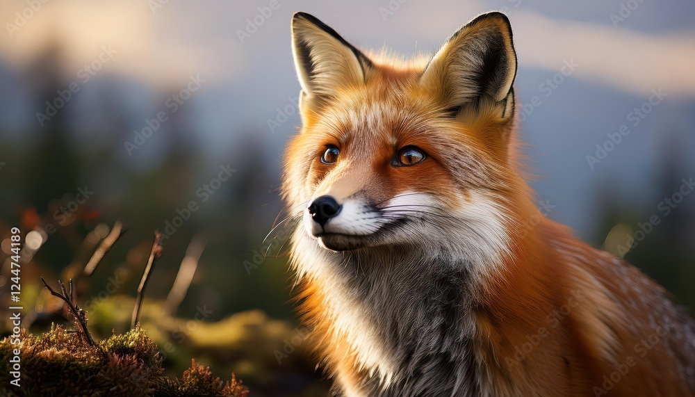 Obraz premium Vivid Red Fox Frolicking in a SnowCovered Forest, Majestically Framed by the Glistening Winter Landscape, Capturing the Spirit of Adventure and Wildlife in a Snowy Wonderland.