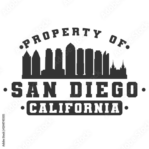 Wallpaper Mural San Diego, CA, USA City Varsity Skyline. A Logotype Sports College and University Style. Illustration Design Vector Emblem. Torontodigital.ca
