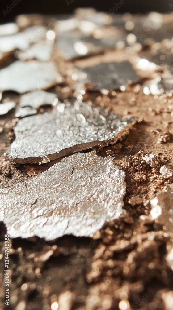 Silver Fragments on Brown Earth: A Textured Abstract Silver Fragments on Brown Earth: A Textured Abstract