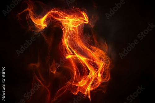 A red hot coal nugget is the center of attention on a dark background, enhanced by flames. The background includes raw coals in soft focus, with some color and temperature details omitted