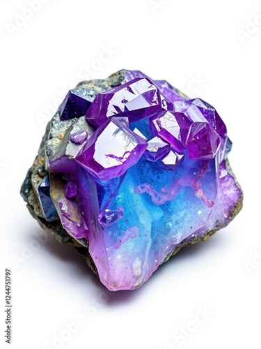 Shiny mineral corundum on clean white background, mineral, natural, close-up
