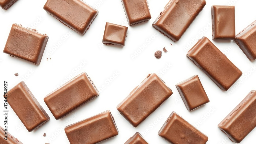 Softly blended watercolor chocolates on a plain white background, delicate colors, soft focus Softly blended watercolor chocolates on a plain white background, delicate colors, soft focus