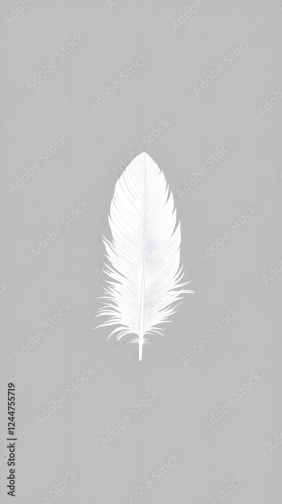 Obraz premium Elegant Feather Illustration in Soothing White and Gray Tones