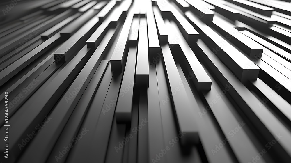 Obraz premium Abstract metallic bars, perspective, background, texture, design