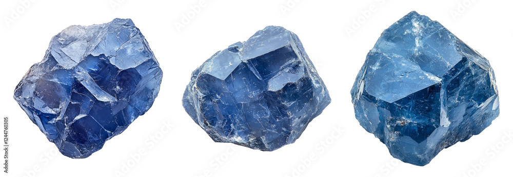 Naklejka premium Blue Crystalline Mineral on Transparent Background for Stock Use