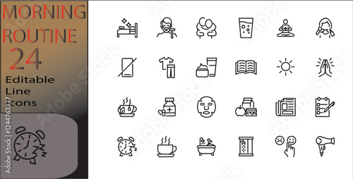 morning routine icon set cannot be edited already expanded and merged