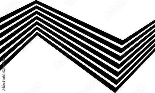 Abstract perspective line stripes in black color. 3d curved stripes dynamic composition
