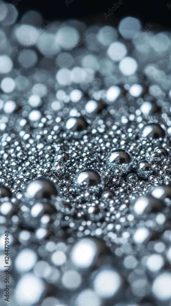 Abstract Metallic Spheres: A Close-Up View of Gleaming Silver Balls Abstract Metallic Spheres: A Close-Up View of Gleaming Silver Balls
