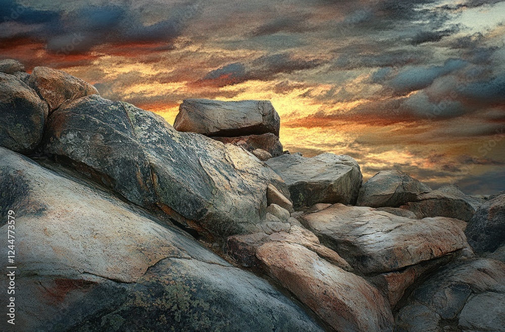 Naklejka premium Majestic Rocky Landscape at Sunset