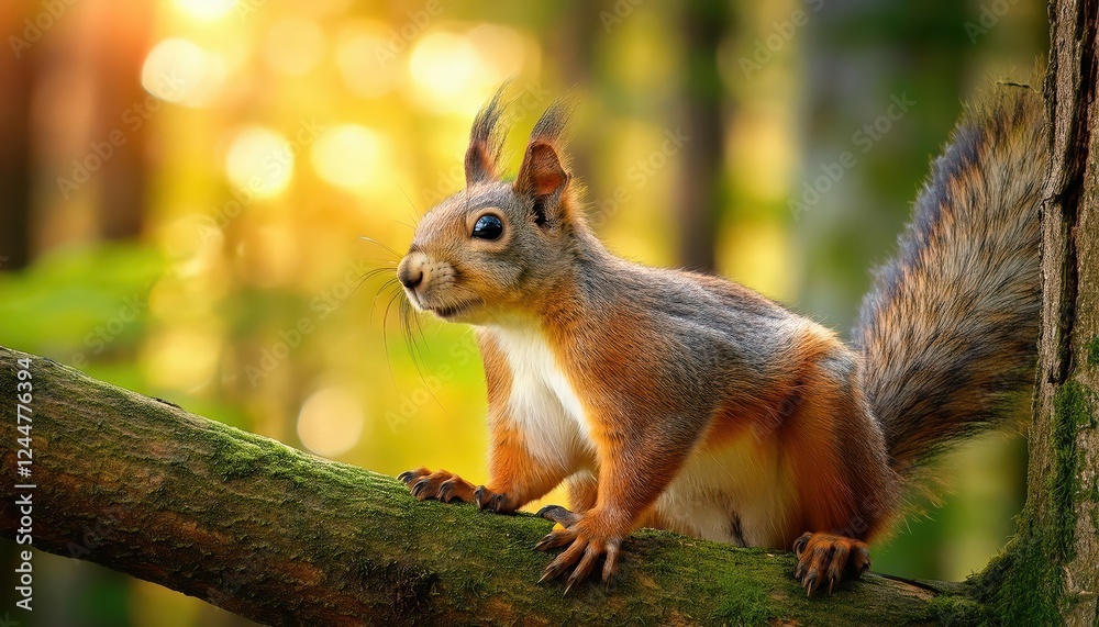 Wildwood Wonders A Playful Squirrel Basking Amongst the Autumn Leaves in an Enchanted Forest, Capturing the Spirit of Natures Moody Beauty. Wildwood Wonders A Playful Squirrel Basking Amongst the Autumn Leaves in an Enchanted Forest, Capturing the Spirit of Natures Moody Beauty.