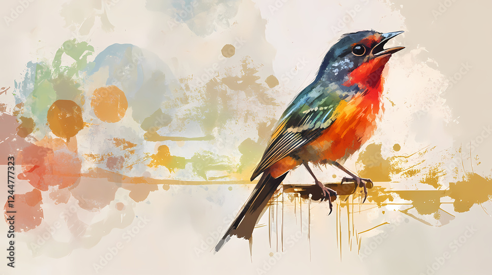 Fototapeta premium A bird that sings in forgotten languages, generative ai. Forgotten Languages & Glyphs. Illustration