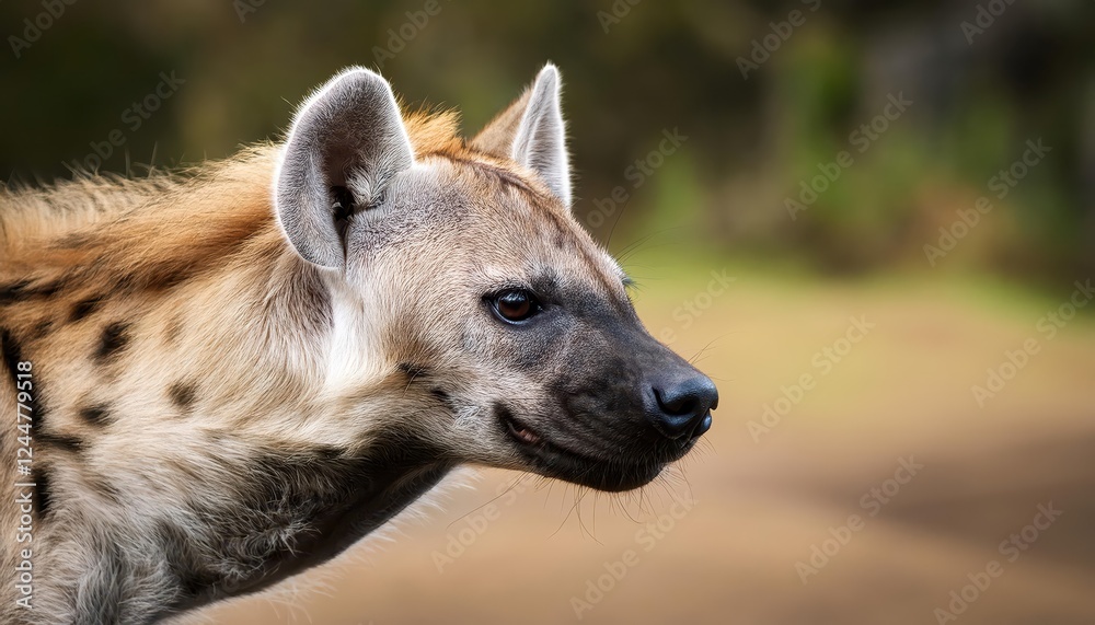 Vigilant Striped Hyaena Gazing Intently Nearby, Set Against the African Savannahs Gorgeous Sunset, Showcasing Wildlife and Serene Landscape of Africas Grasslands. Vigilant Striped Hyaena Gazing Intently Nearby, Set Against the African Savannahs Gorgeous Sunset, Showcasing Wildlife and Serene Landscape of Africas Grasslands.