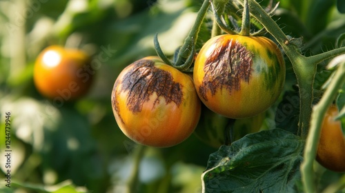 Tomato Rot: A close-up shot captures the sad image of ripe tomatoes affected by rot, emphasizing the impact of plant diseases and the fragility of food