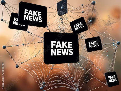 Visualizing the pervasive spread of disinformation: A web-themed metaphor showcasing fake news entangled in our digital networks, illustrating media manipulation and its effects.
