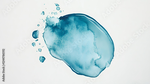 Aqua Blue and Light Gray Raindrop Blot Art