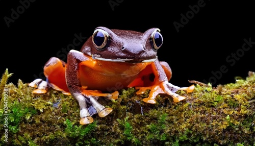 Vibrant Mahogany Tree Frog Amidst Lush Tropical Rainforest, Belizean Wildlife at its Prime photo