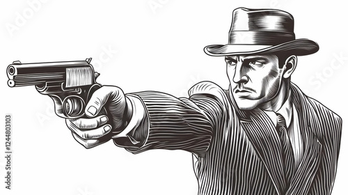 Man in Suit and Hat Holds G...
