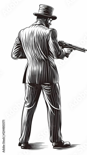Man in Pinstripe Suit and T...
