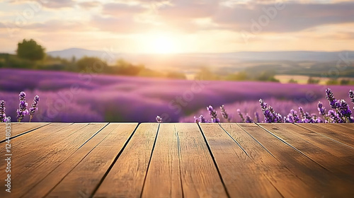 Empty wooden table with lav...