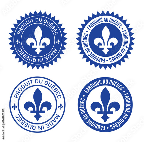 Made in quebec province round emblem symbol label vector